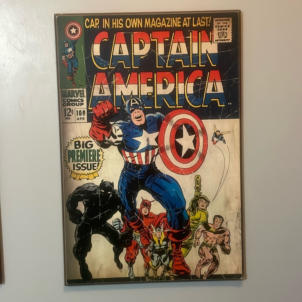 Vintage vibe Captain America wall art